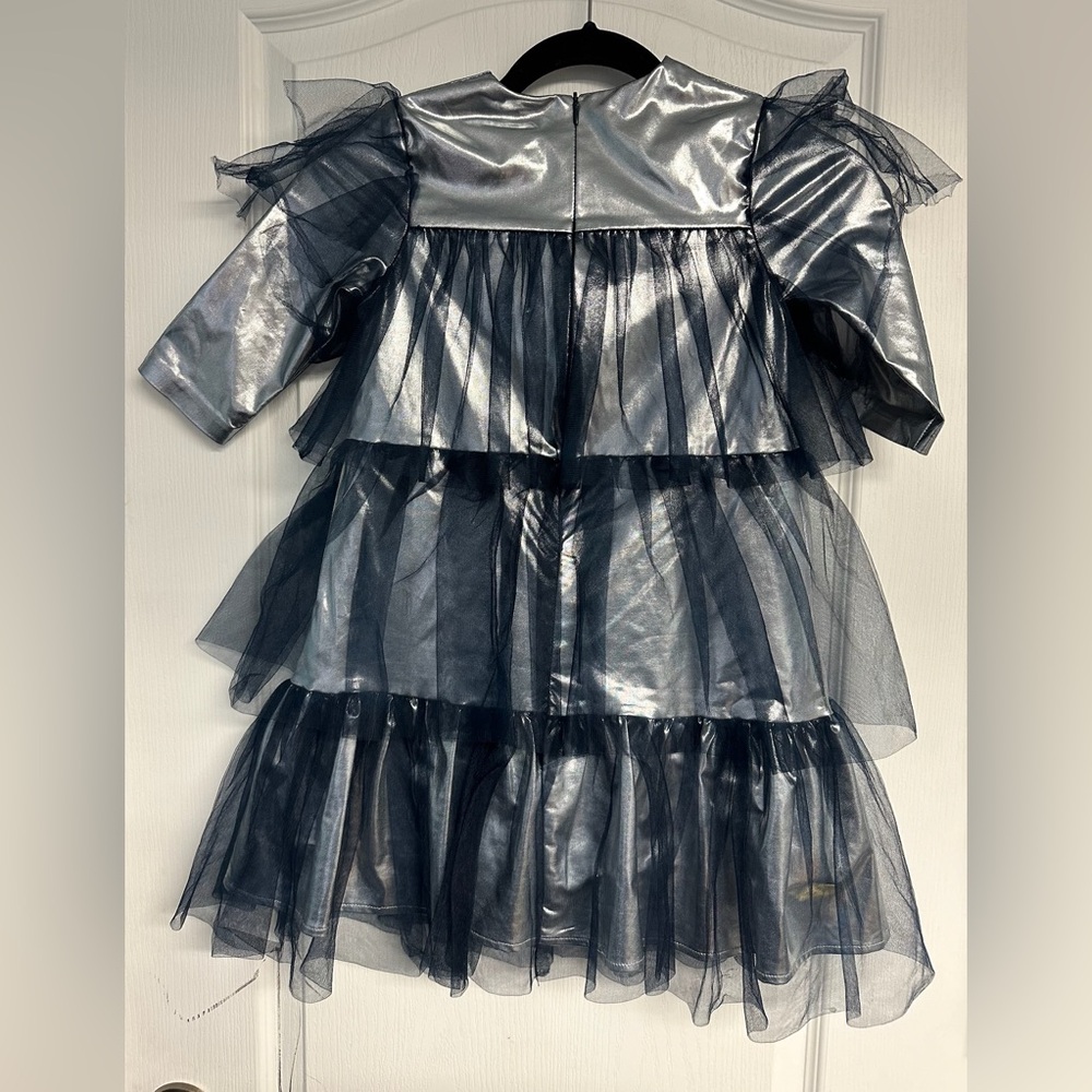 Silver Gray Tiered Ruffled Dress